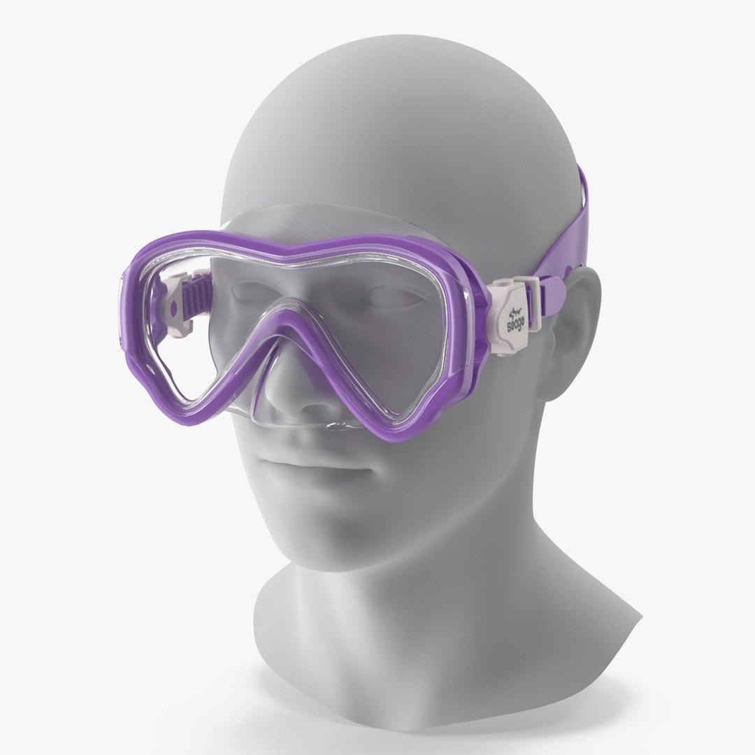 Kids Snorkel Diving Mask Seage Purple on Mannequin 3D model preview