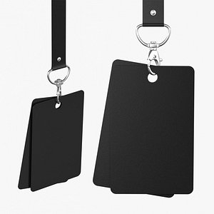 Two Vertical ID Cards with Lanyard Mockup