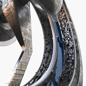3D sci-fi futuristic space city