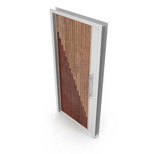 3D Modern Design White Metal Steel Door with Wooden Details model