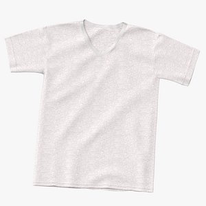 3D T Shirt Male V Neck Flat Front and Back Blank White and Banded Heather