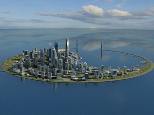 3D Sci Fi Artificial Island 2
