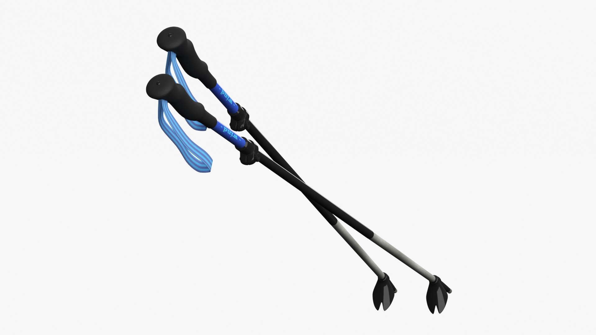 Adjustable Trekking Poles with Ergonomic Grips 3D model preview