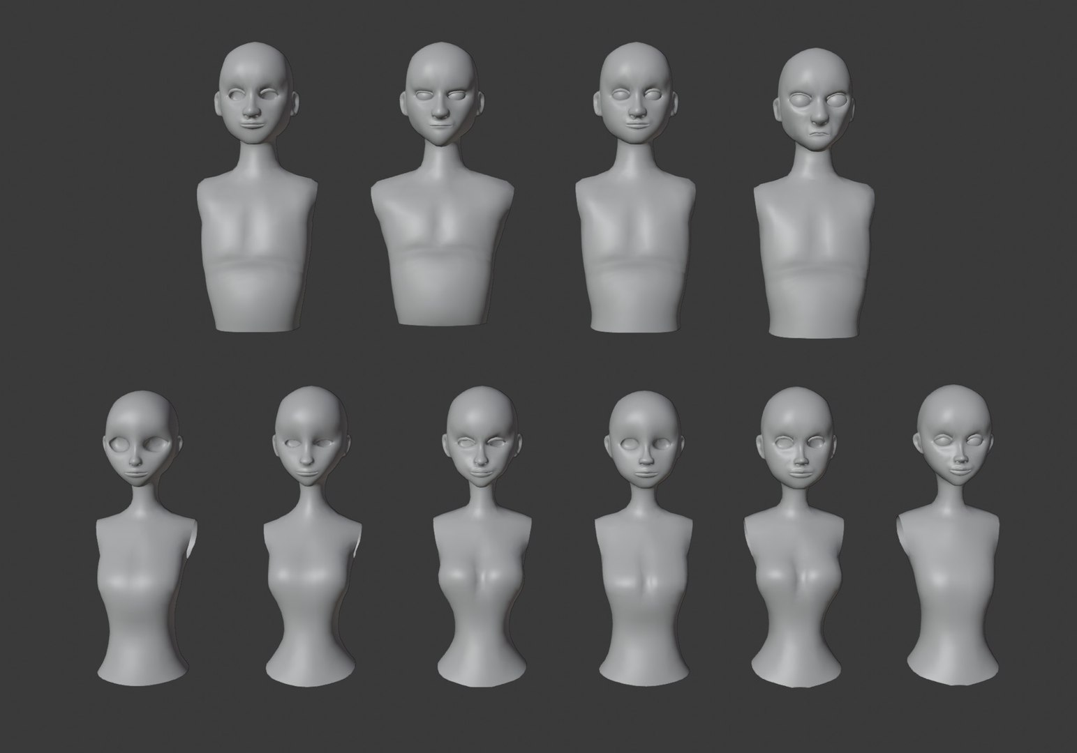 Female And Male Upper Body 3D Model - TurboSquid 1908973