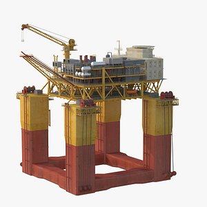 semi-submersible production rig 3d model