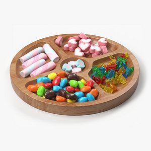Circular Wooden Menagere with Sweets 3D model