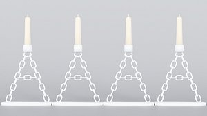 3D A Chain White Porcelain Candleholder 3D Model True PBR Renders 4 LODs 4K Textures USD FBX GLB model