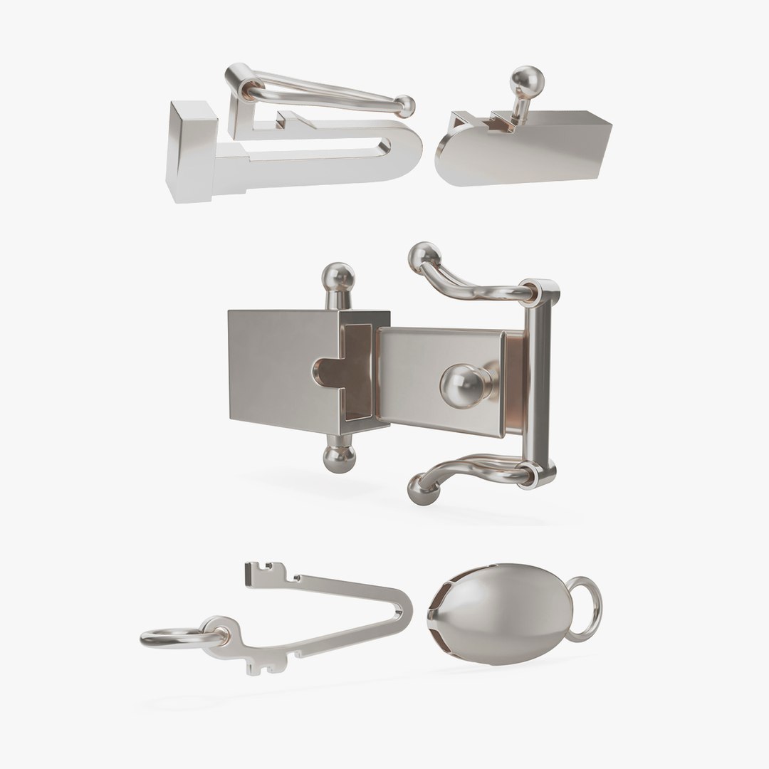 Silver Jewelry Clasps Collection 4 3D model preview