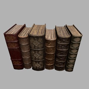 old leather books 3D model