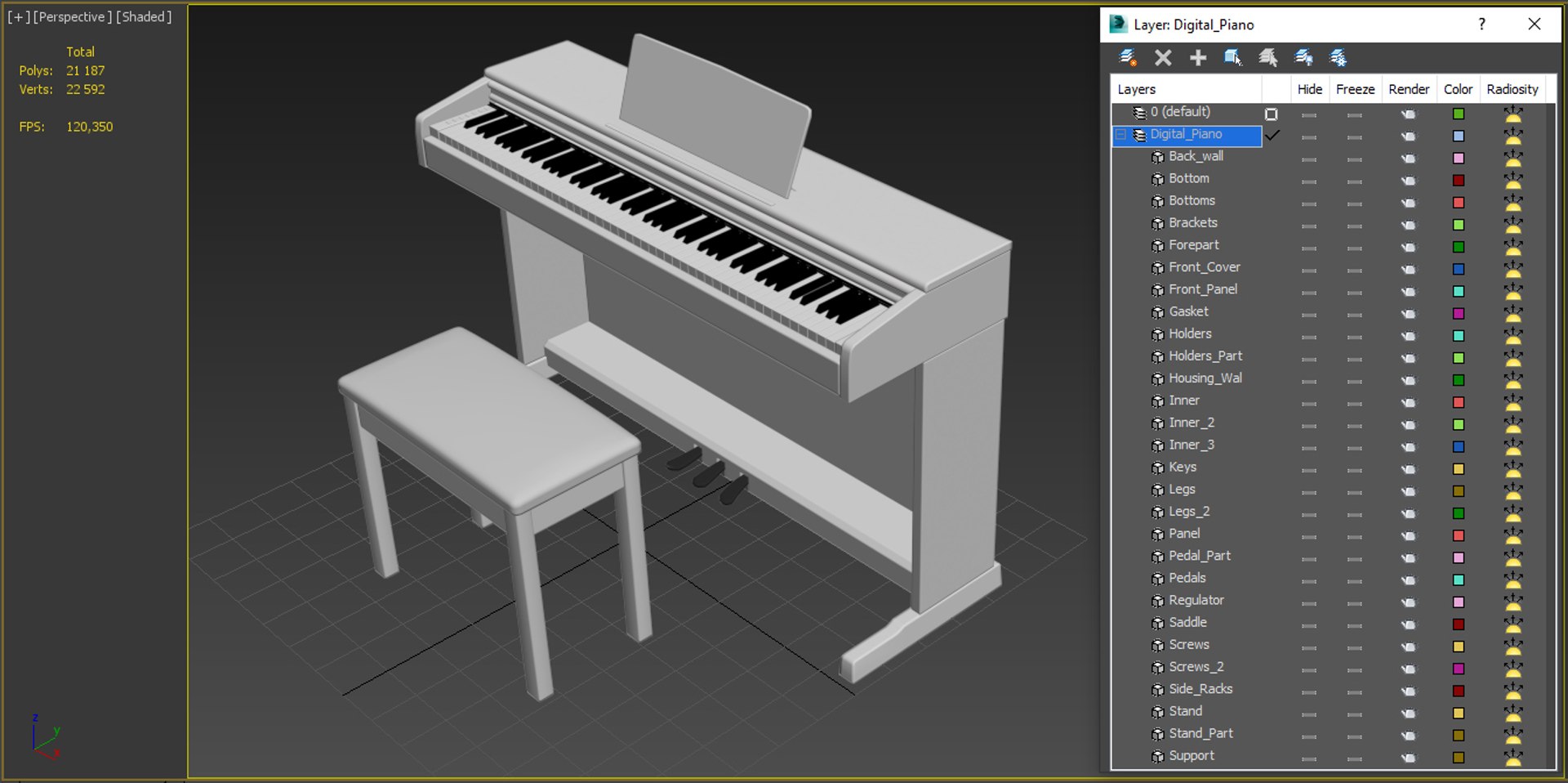 3D Digital Piano - TurboSquid 2280788