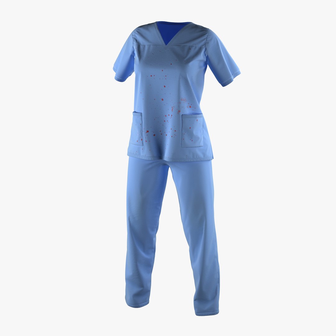 Female Surgeon Dress 17 Stained with Blood 3D model preview