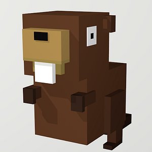 Low poly Beaver, Voxel Art Beaver