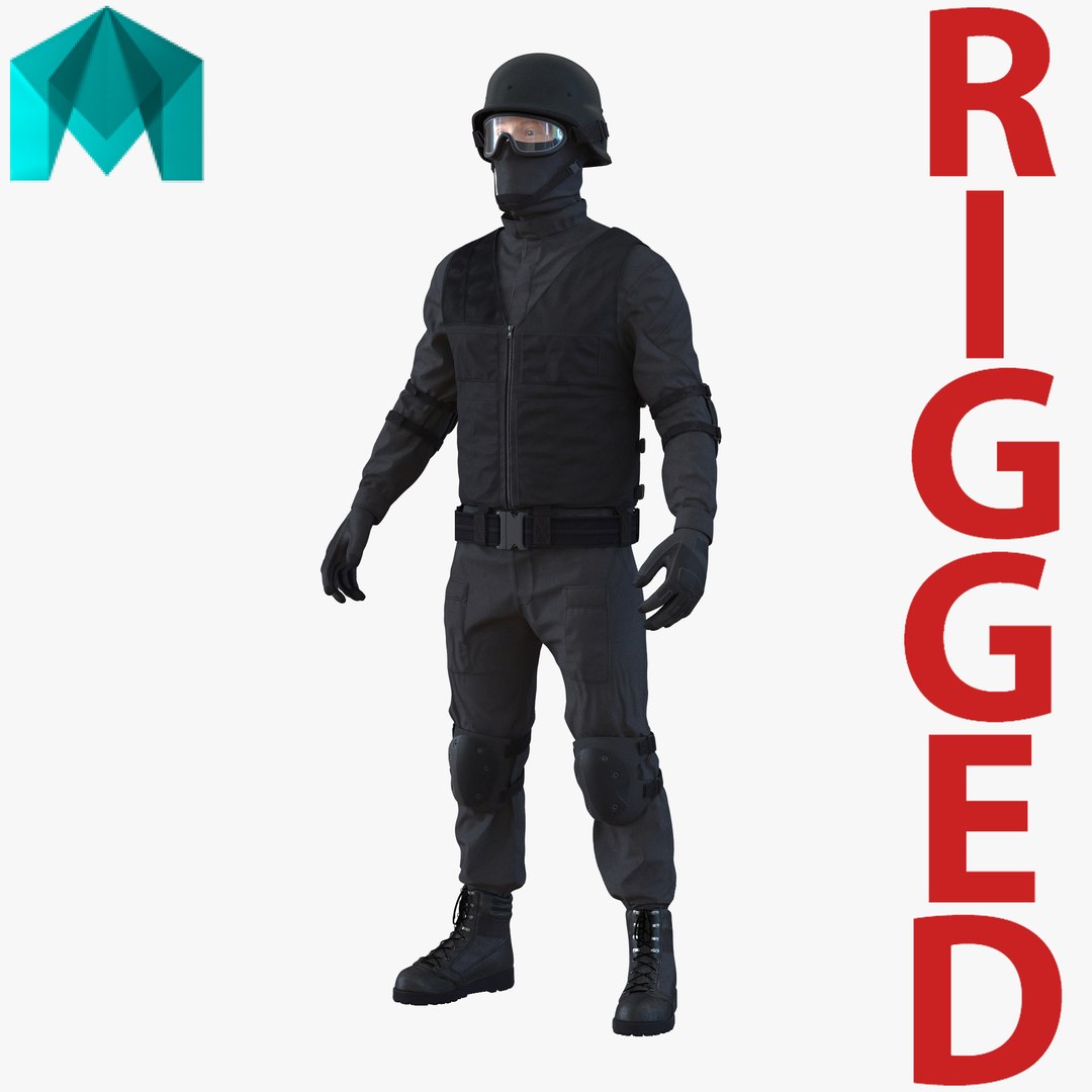 SWAT Man Rigged 2 for Maya 3D Model 3D model preview