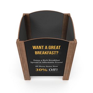 3D wooden Double-Sided Menu Advertising Sign model model