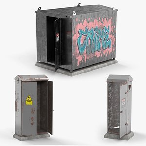 3D Old Railway Relay Cabinets Collection