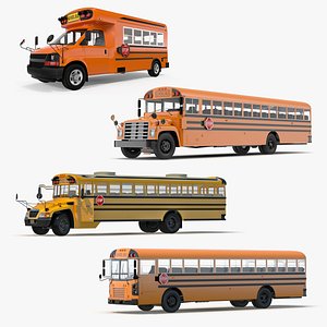 3D rigged school buses 2 model