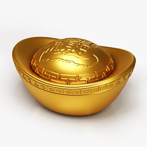 lucky gold ingot gold sycee for 3D printing