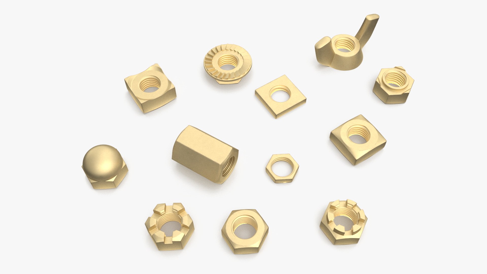 Brass Nuts Kit 3D model preview