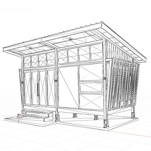 low poly tiny house 3 x 6 meters made of wood