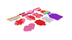 Valentines Pop It Fidget Toys Set 3D model