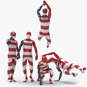 MorphSuit America Rigged and 4 Poses 3D model