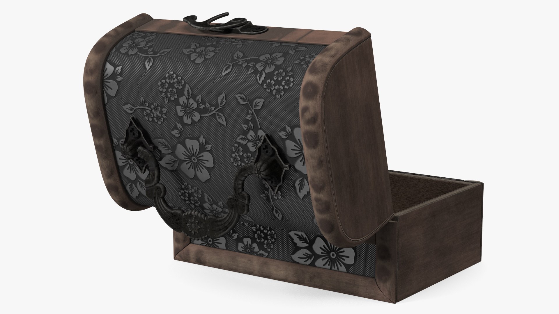 Old Open Wooden Chest 3D model preview