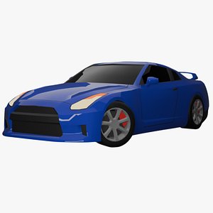 3D Stylized Lowpoly Nissan GTR 35 - Game Ready