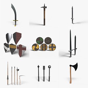 3D Medieval Weapon Set - Lowpoly Textured and Colorbased