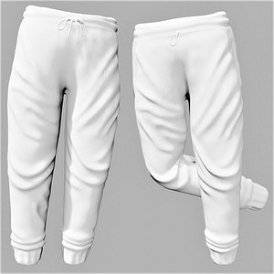 Rigged white Sweatpants 3D model