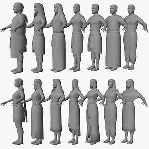 Egyptian character male and female 3D