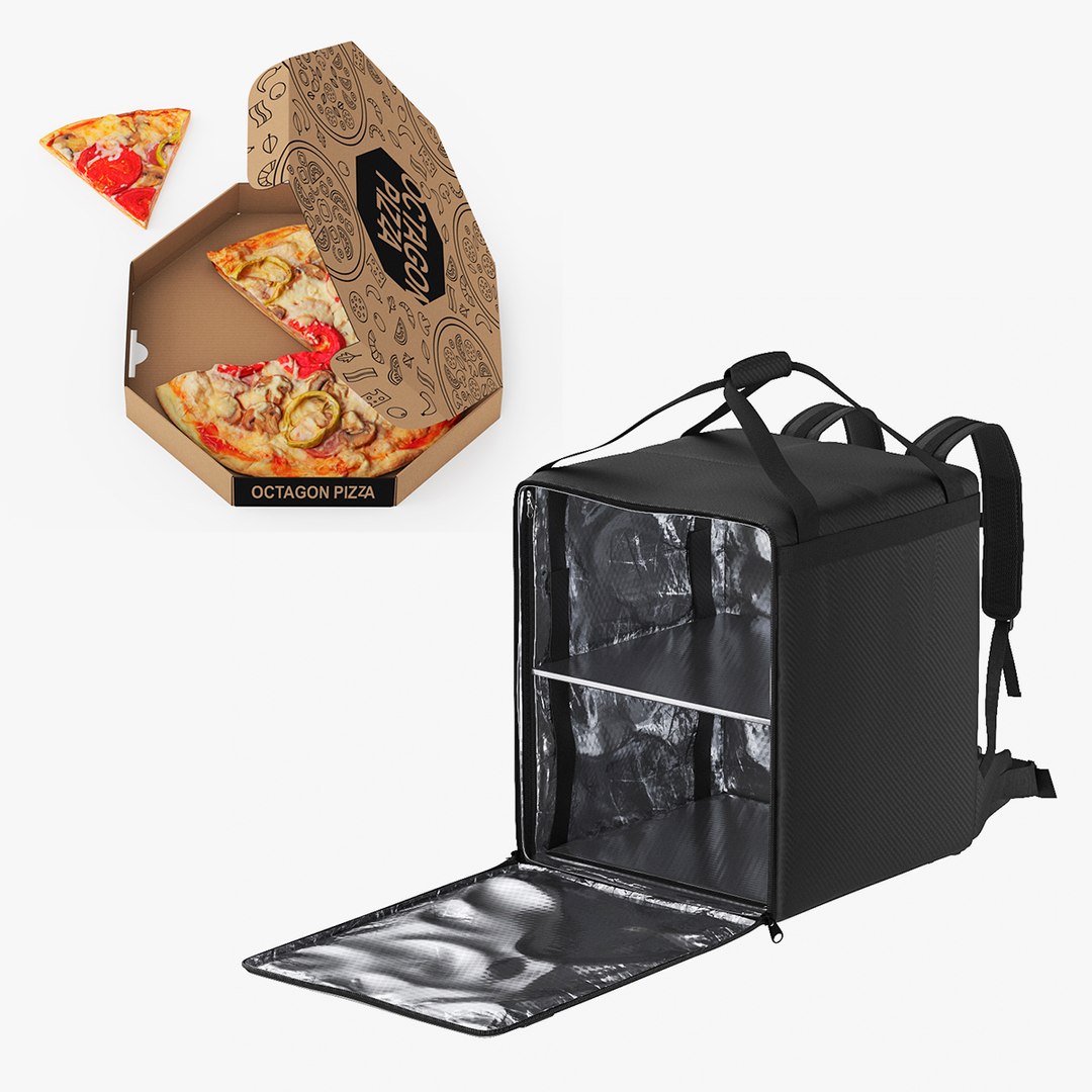 3D Delivery Bag with Pizza Packaging Collection model TurboSquid 2010876