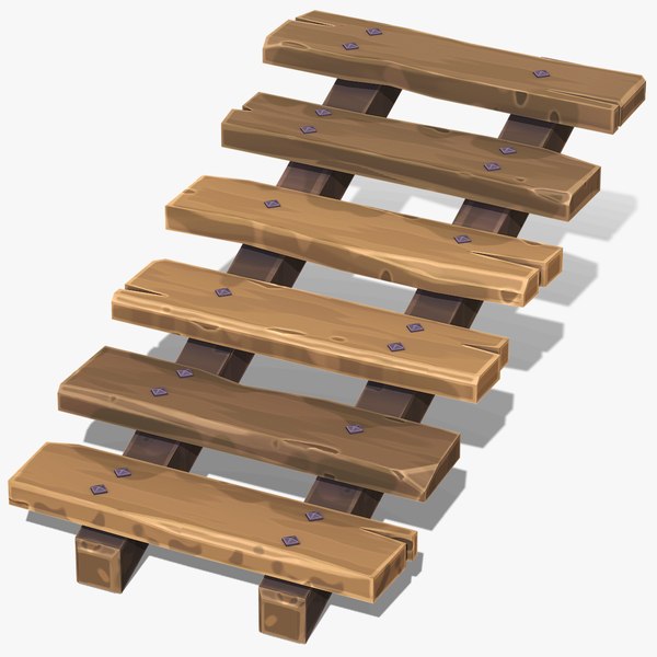 Stylized Wooden Stairs - PBR Game Ready 3D model