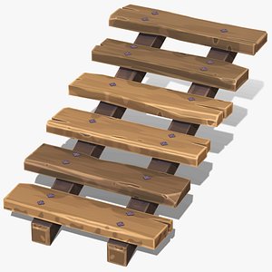 Stylized Wooden Stairs - PBR Game Ready