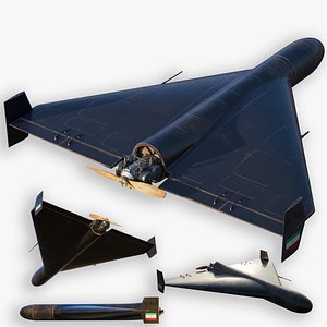 3D model Shahed-136 Iranian loitering munition unmanned aerial vehicle UAV Black worn 