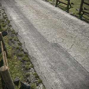 3d cracked asphalt road