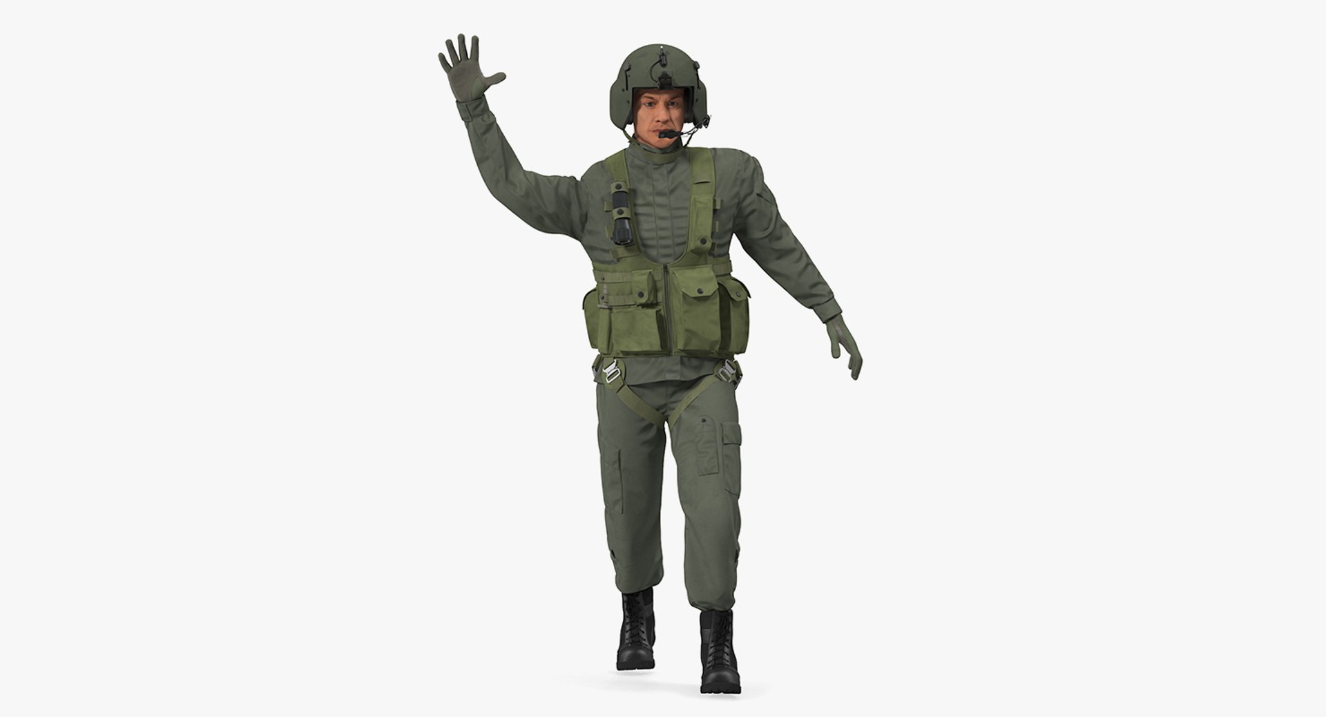 US Helicopter Pilot Rigged for Cinema 4D 3D model preview