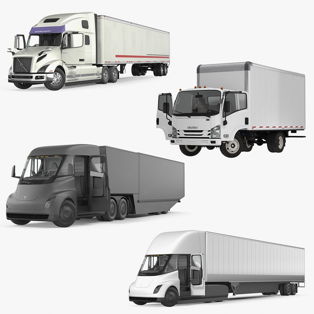 Rigged Cargo Trucks Collection 3D model preview