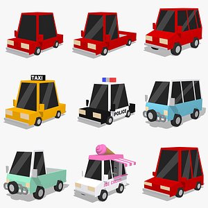 Cartoon Cars Low Poly Stylized Vehicles Collection 3D model
