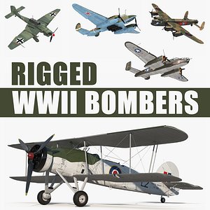 WWII Rigged Bombers 3D Models Collection