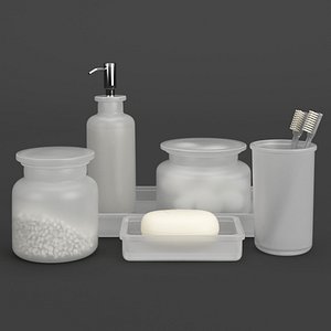 Restoration Hardware Pharmacy Frosted Glass Bath Accessories