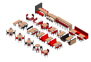 Restaurant  Cafe Furniture Set - Revit RVT 2021