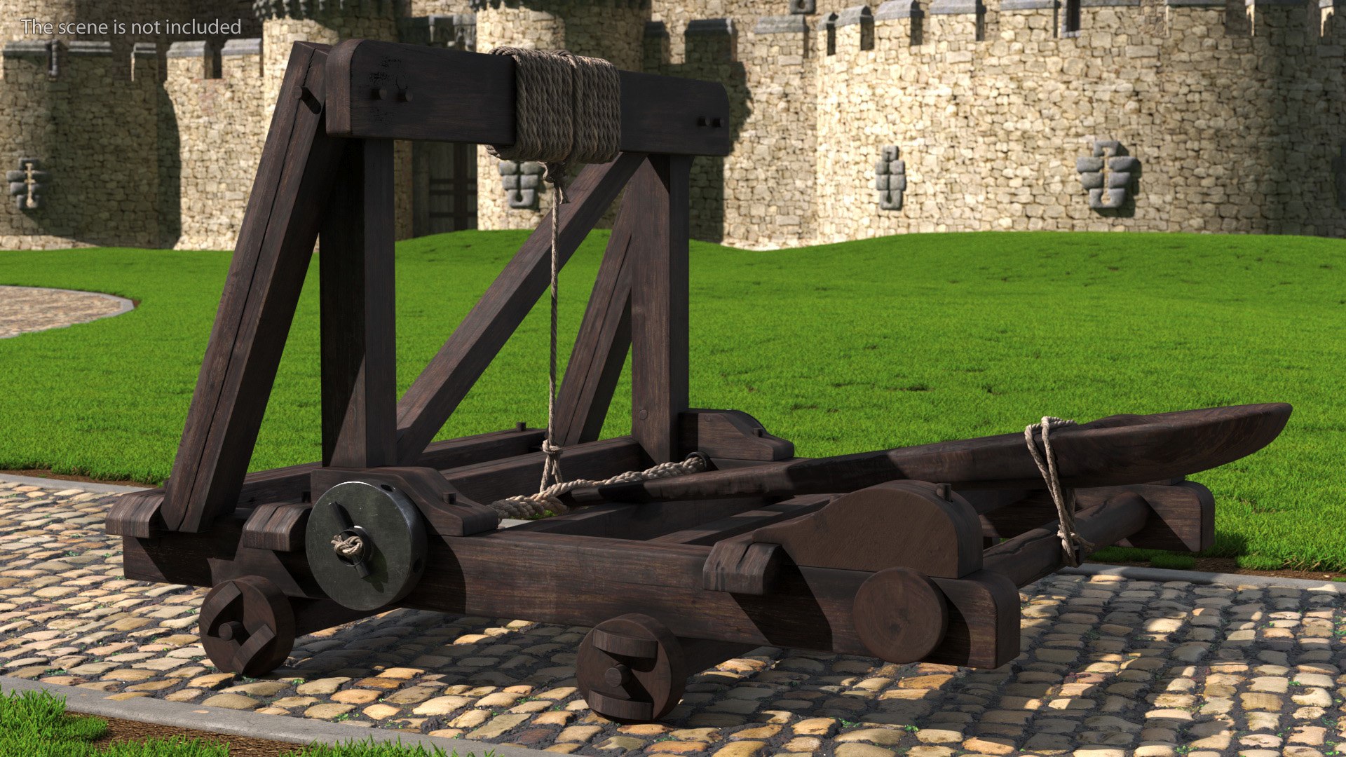 medieval catapult and castle