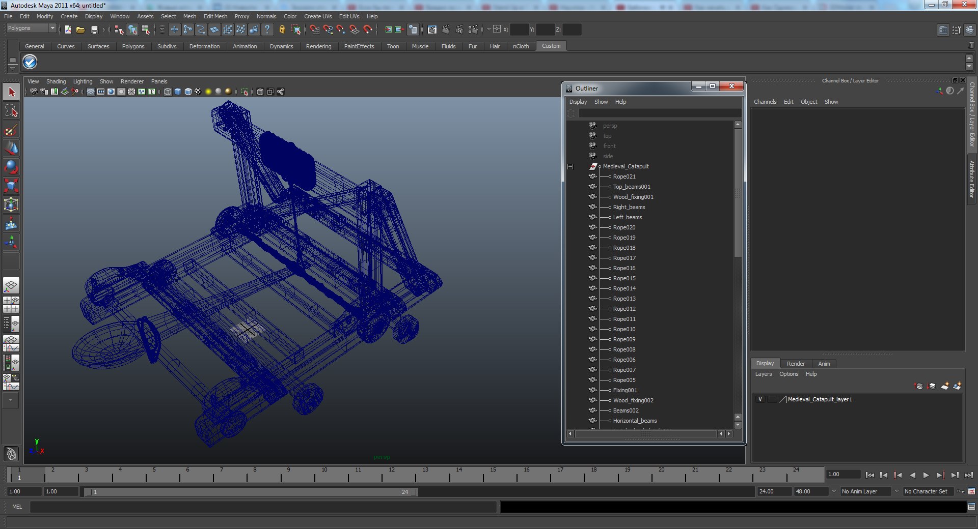 Medieval Catapult 3D model preview