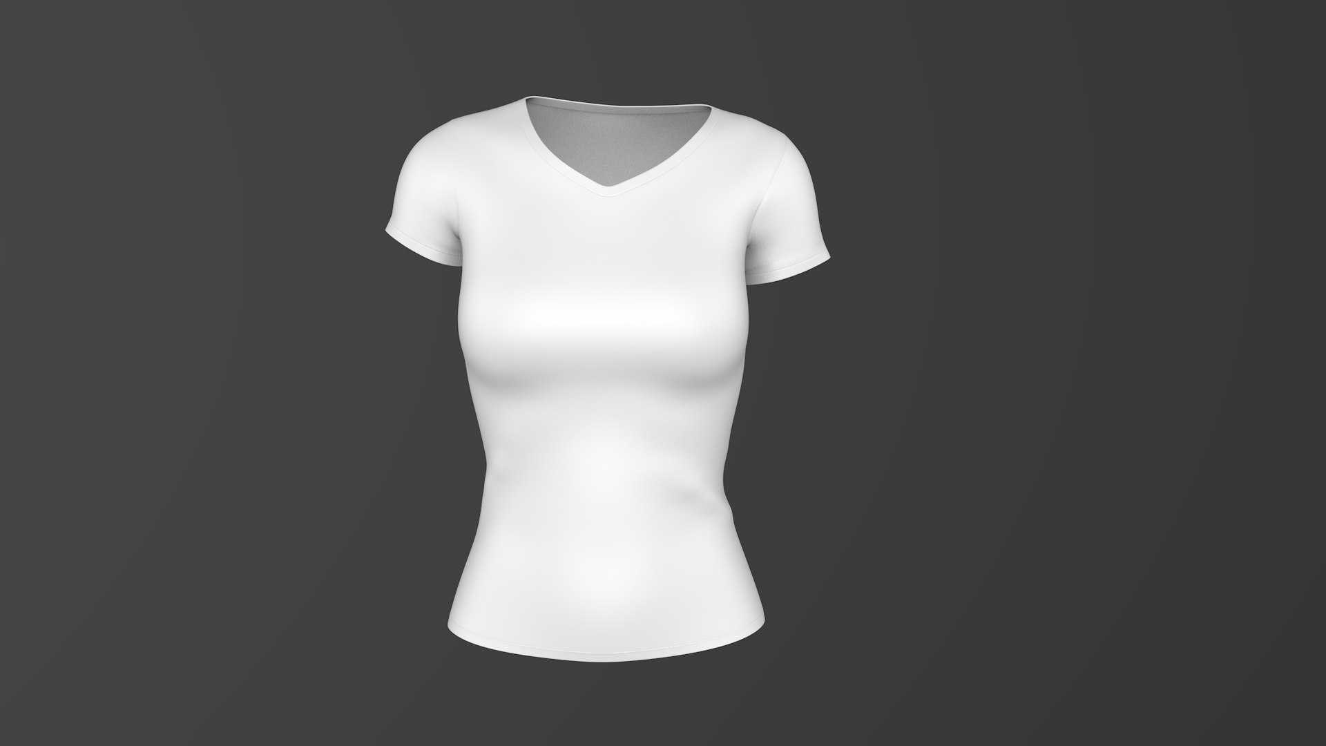 HOT V Neck T Shirt Free 3d Model 3D Women T Shirt Model - Main Image