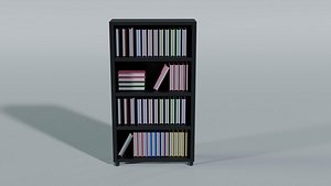 Modern Minimalist Black Bookshelf 3D Model 3D model