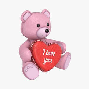 teddy bear heart rose 3D model