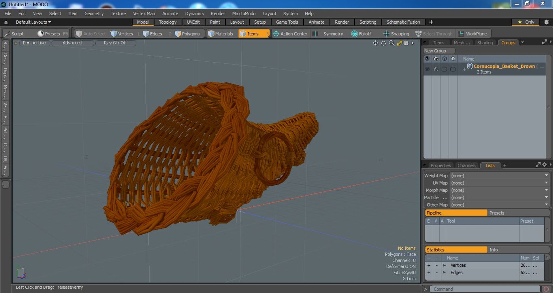 3D Model Cornucopia Basket Brown - TurboSquid 1868502