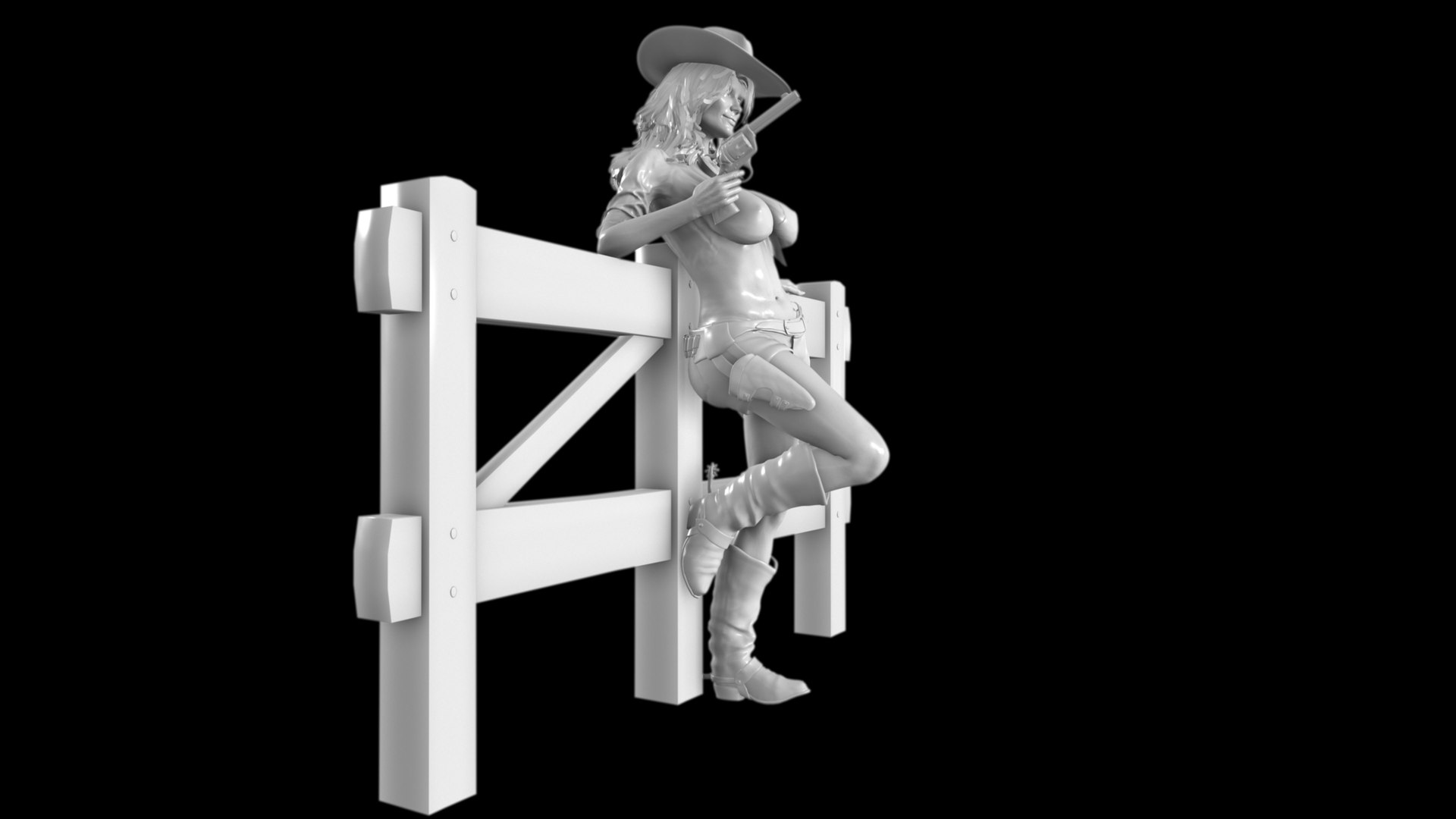 3d Model Cowgirl Statue Turbosquid 2070988 5107