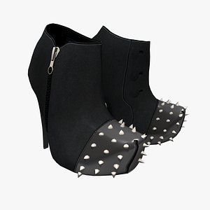 Black Chelsea Ankle Boots With Studs 3D model