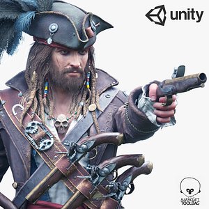 Pirate PBR Rigged 3D Character Unity
